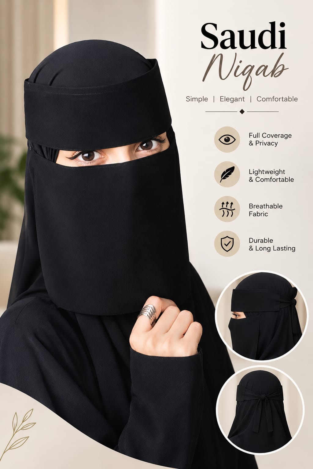 Short Length Forehead Saudi Niqab Ready-to-Wear Hijab, Extra Small, 7X11 High-Quality Lightweight Imported Chiffon and Georgette, Comfortable and Modest