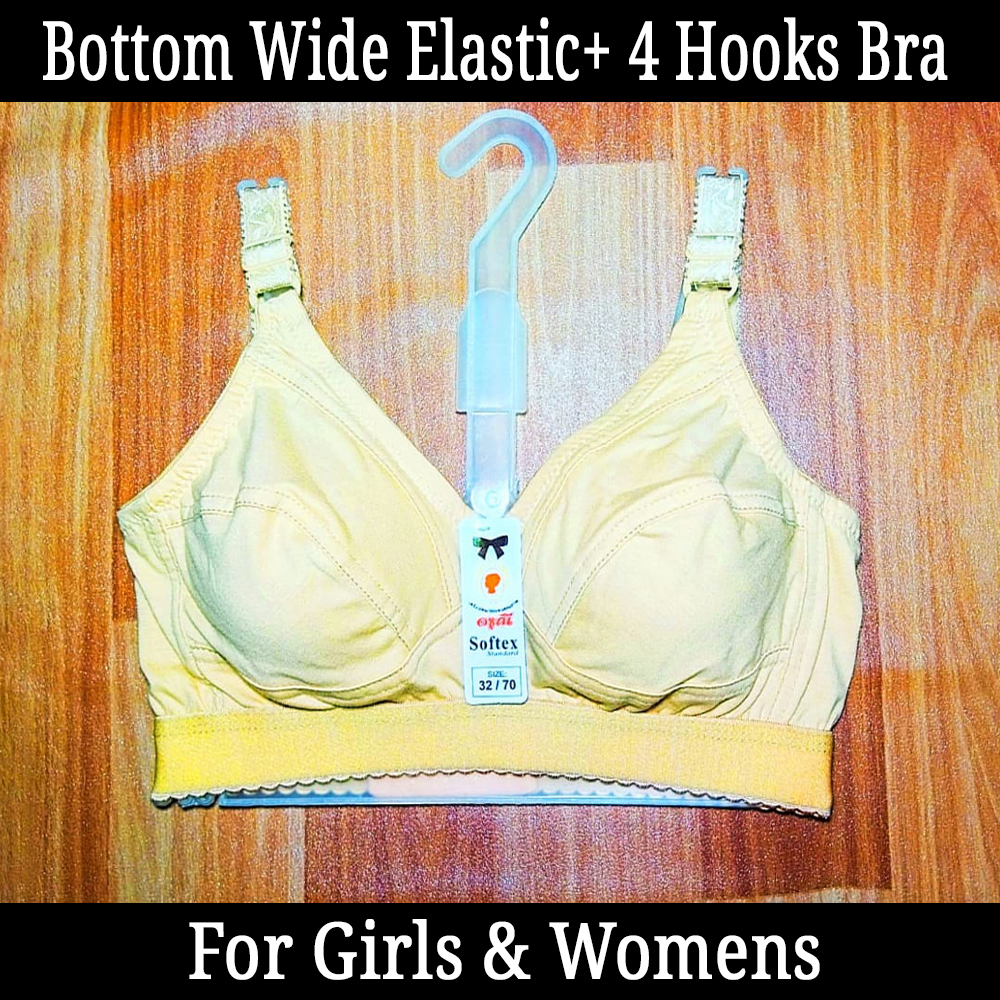 Cotton Stretchable Stuff Bra/Blouse/Brazier/Inner Wear Non Padded Non Wired  4 Hooks Bra For Women Girls Ladies - Sizes 32 to 42