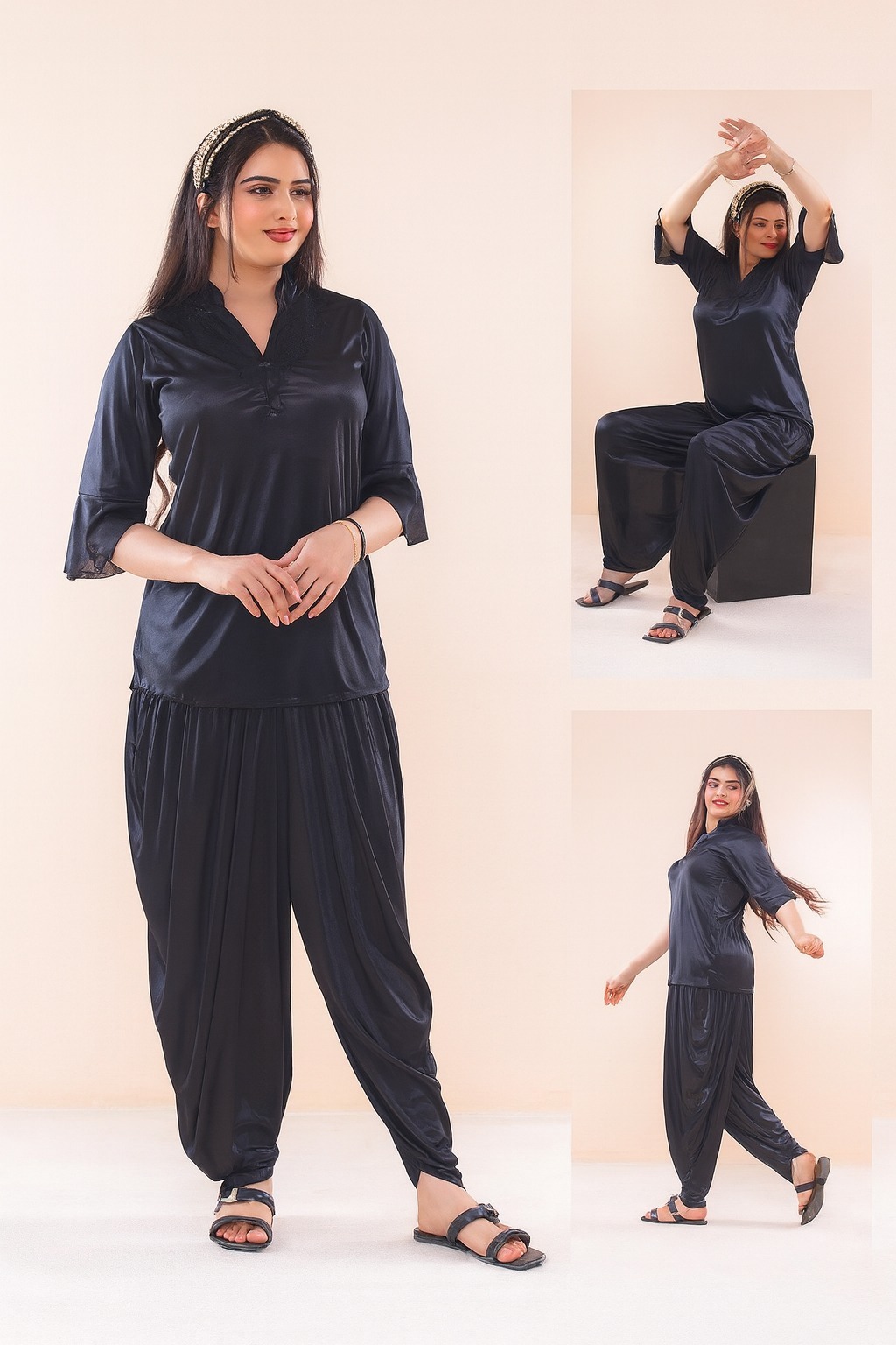Nighty Sleepwear Silk Satin night dress Lingerie Set With Robe and Short Gown , Night Wear For Women , Beautiful Night Dress , Sleepwear Nighty Bridal for Ladies and Girls for Night Wear