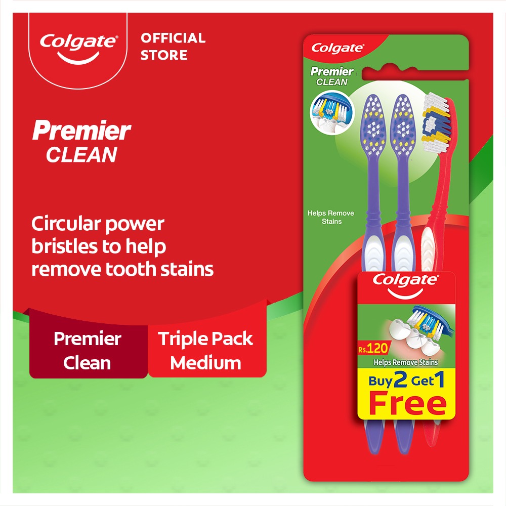 Colgate Premier Clean Toothbrush - Triple Pack (medium)