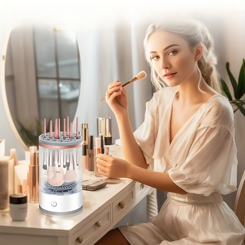 Portable Automatic Makeup Brush Cleaner Machine – Electric USB Powered Brush Washer with Fast Spin Technology, Deep Cleaning & Quick Drying Cosmetic Tool for All Brush Types