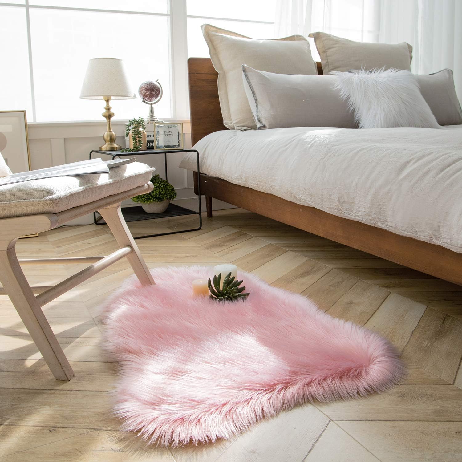 Faux Sheepskin Rug Ivory White Sheep Foot Door Mat Rug 18inch x 28inch
