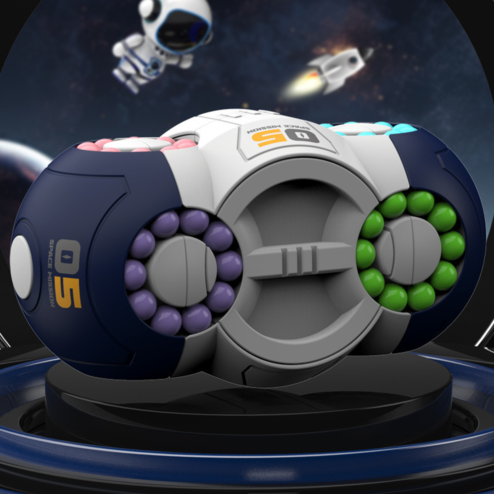 Stress Relief Bean Cube Toy Rotating Bean Cube Spinner Toy Stress Relief Fidget Sensory Toy For Adults Kids Educational Handheld Bead Puzzle Spinning Cube Perfect Gift