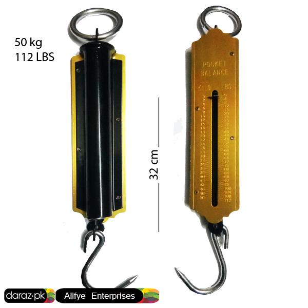 0.5 to 50 Kg - Fish Hook Weight Scale - Large Weighting Hanging Scale -  Golden