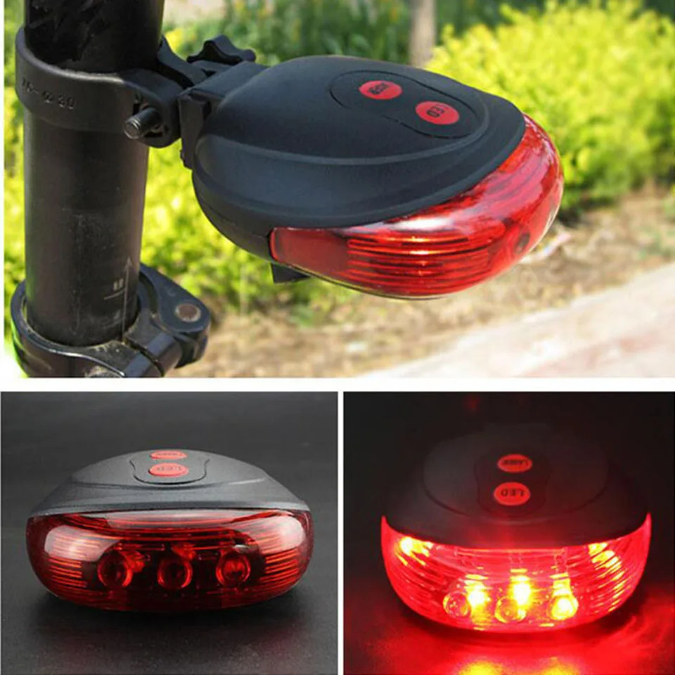 Bicycle 2 Laser light and 5 LED Flashing Lamp Rear Cycling Bicycle Tail Safety Warning Light