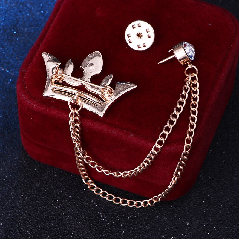 Crown Brooch For Men For Shirt Jacket Coat Wedding Party Jewellery Gift
