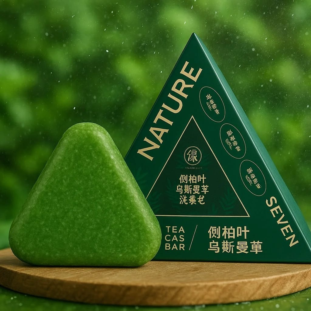 Nature Triangle Shampoo Bar 120g | Nature Seven Green Soap Shampoo Bar | Natural Plant-Based Hair Cleanser | Daily Hair Care for Men & Women