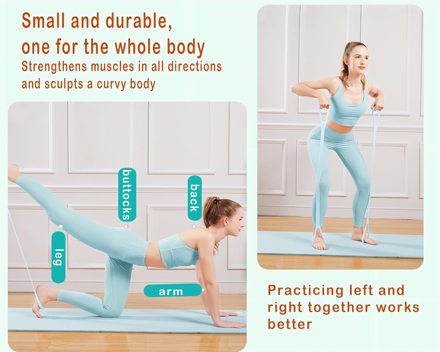 Yoga Belt 8-Figure Stretching Strap – Elastic Resistance Band for Shoulder Opening, Back Stretching & Full Body Workout | Yoga, Fitness, Flexibility Training & Exercise Stretch Band