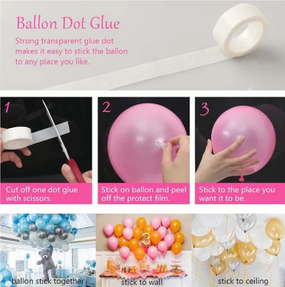 100 Dots Clear Balloon Glue Removable Double Sided Adhesive for