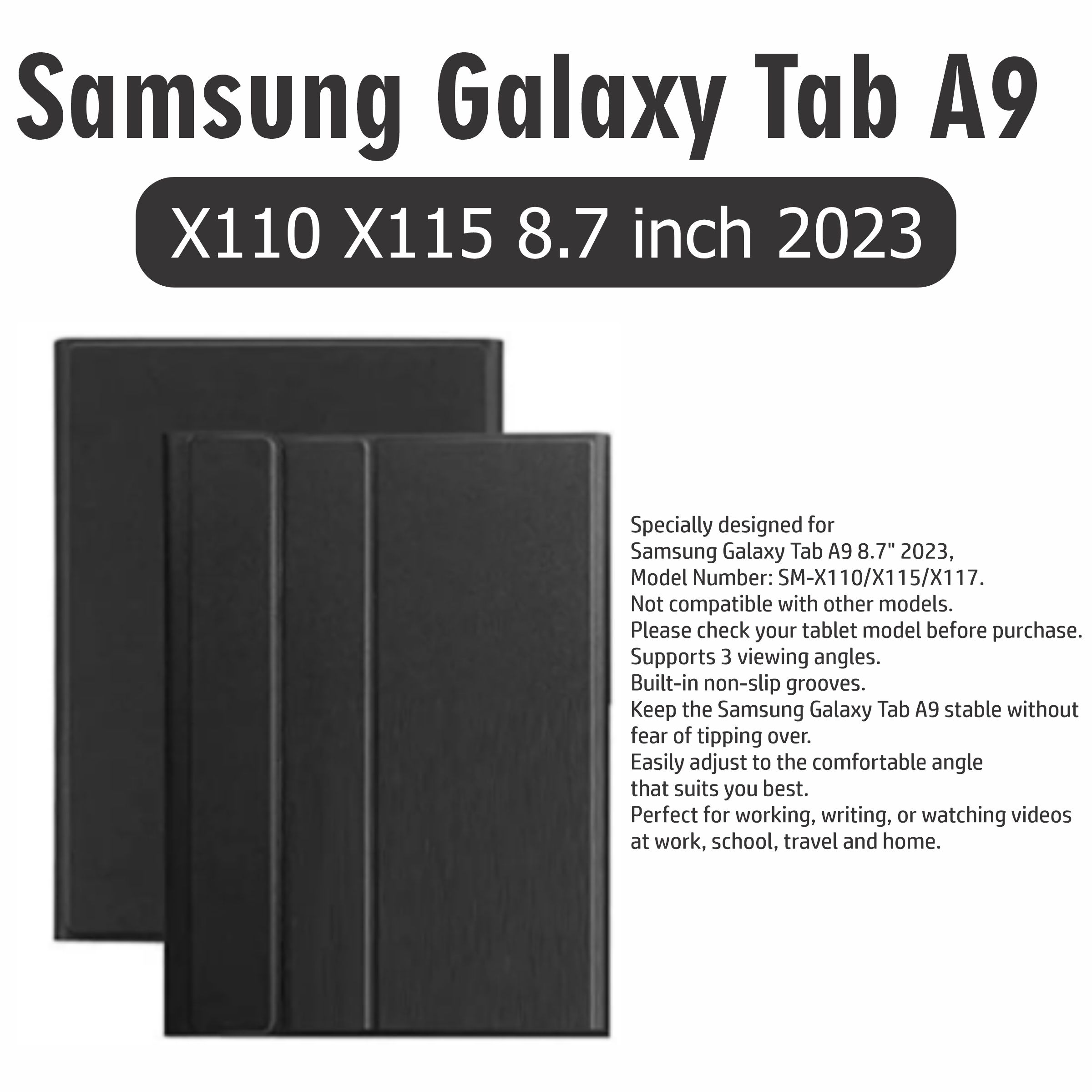 For Samsung Galaxy Tab A9 Case 8.7 inch SM-X110 SM-X115 Tablet Book Cover