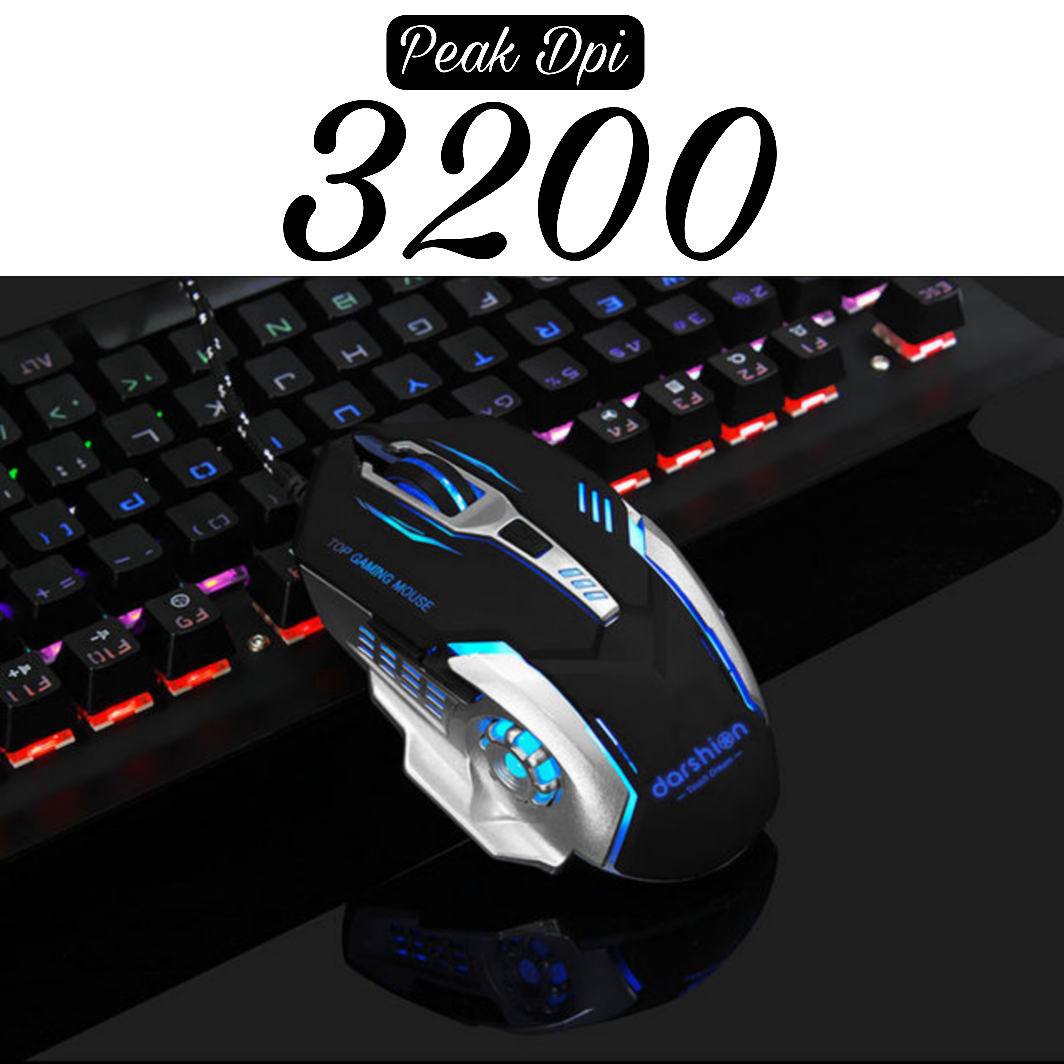 Professional RGB Wired 3200 DPI Competitive Gaming Mouse With Free Pad - 6 Programmable Buttons For Computer & Laptop