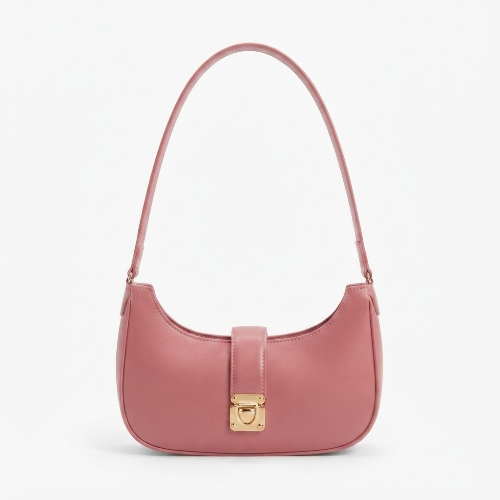 Women Luxury Half Moon Bag - Aesthetic PU Leather Crescent Shoulder Bag & Chic Underarm Handbag Premium Trendy Half Moon Shoulder Bag for Women - Minimalist PU Leather Underarm Bag with Gold Clasp