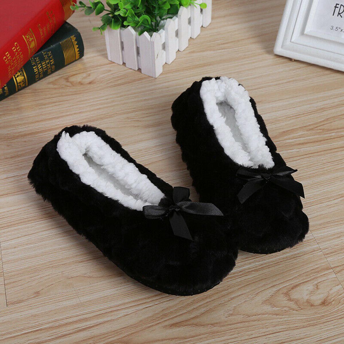 Women's indoor warm soft plush slippers