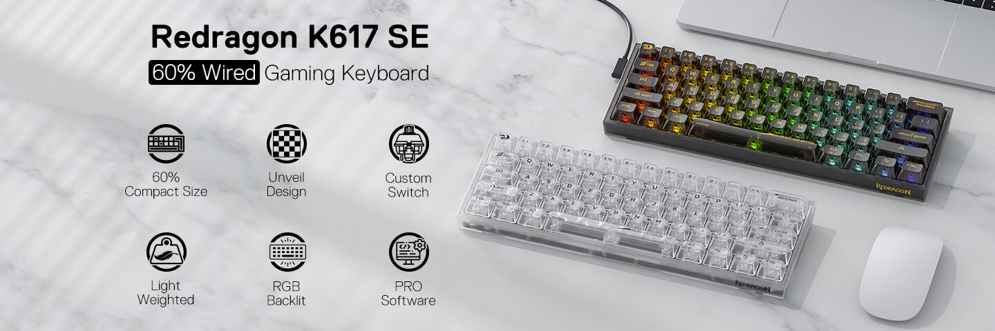 Redragon K617 RGB Full-Transparent Mechanical Gaming Keyboard White Wired 60% Custom Linear Switch 12 43d546d1acc8d15efa7dda7e56be715e