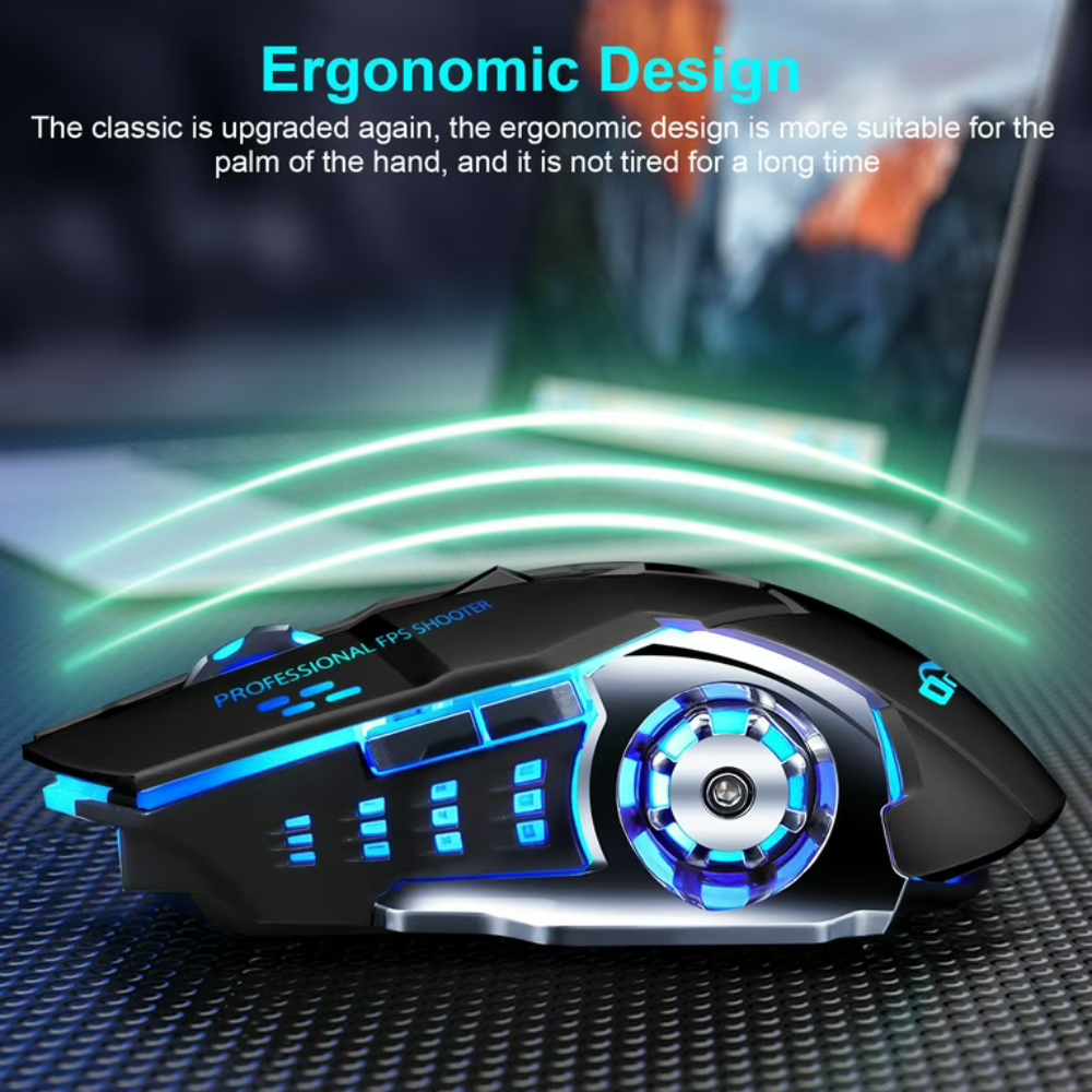 Wireless Gaming Mouse RGB W10 with 6 Buttons & 3-Levels DPI Control - Breathing LED Light 2.4G Optical Wireless Mouse & Side Buttons for Girls PC, Gaming, Laptop, Pubg, Mobile, Pad, OS, Windows