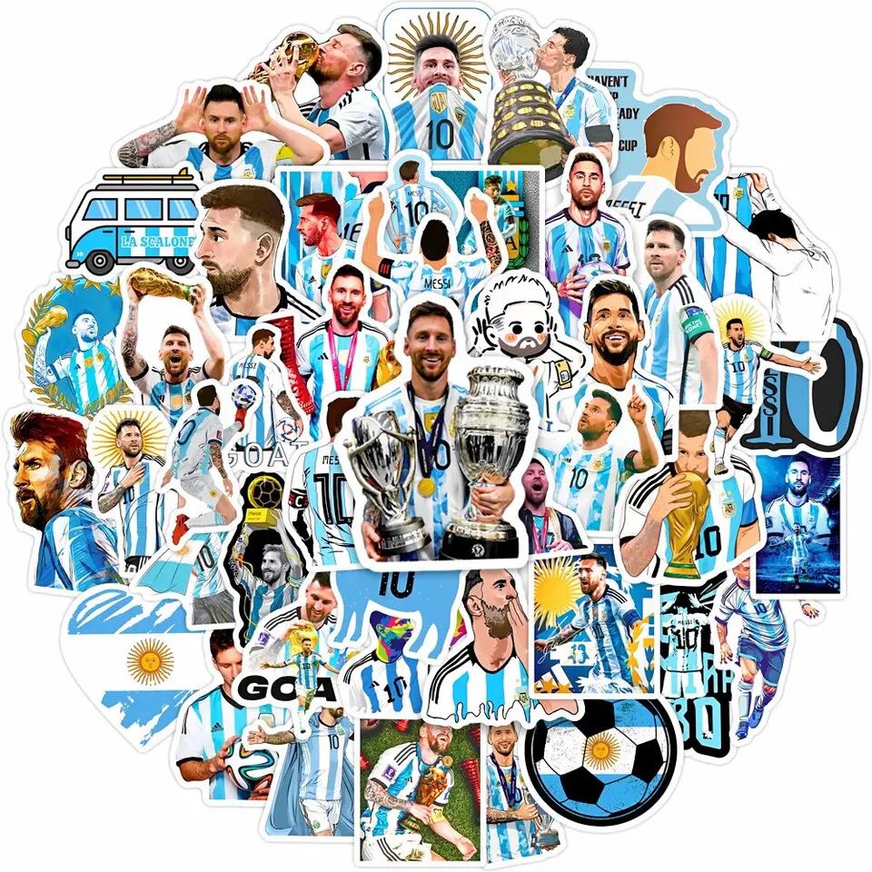 Messi Football Star Sticker Notebook Skateboard Water Cup Waterproof Decoration Graffiti Personality Sticker Toy