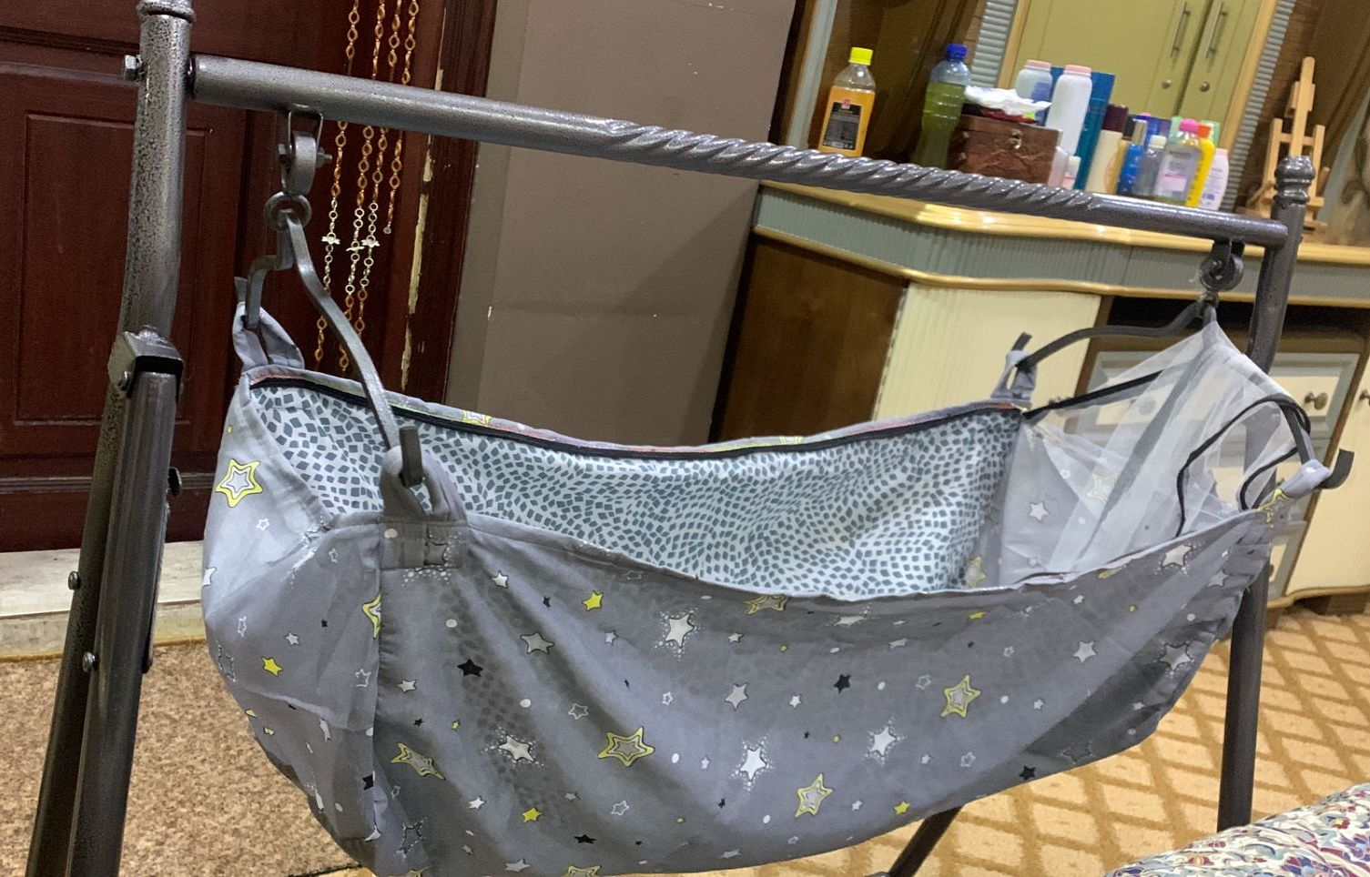 Baby cradle swing Foldable Iron Rod Cradle Swing With Mosquito Net Complete Set