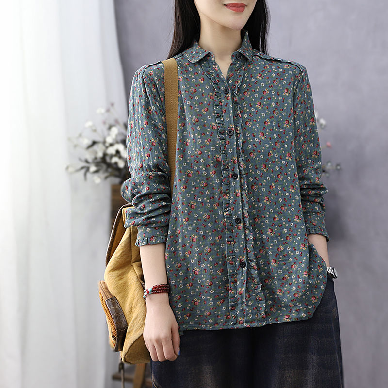 Small Floral Cotton Linen Shirt 