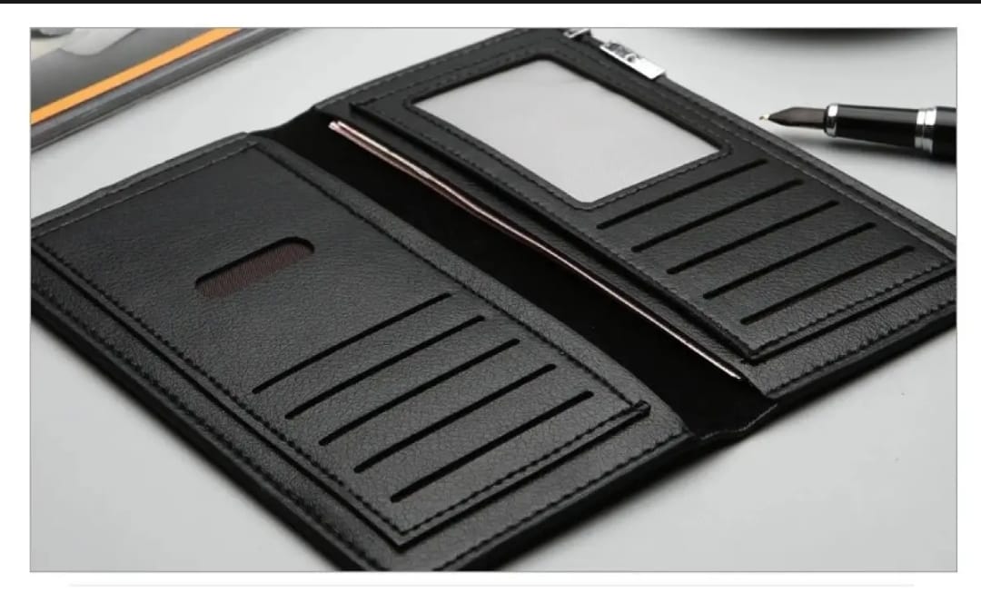New Trendy SLIM PU Leather Long Wallet For Men Cash And Card Holder.