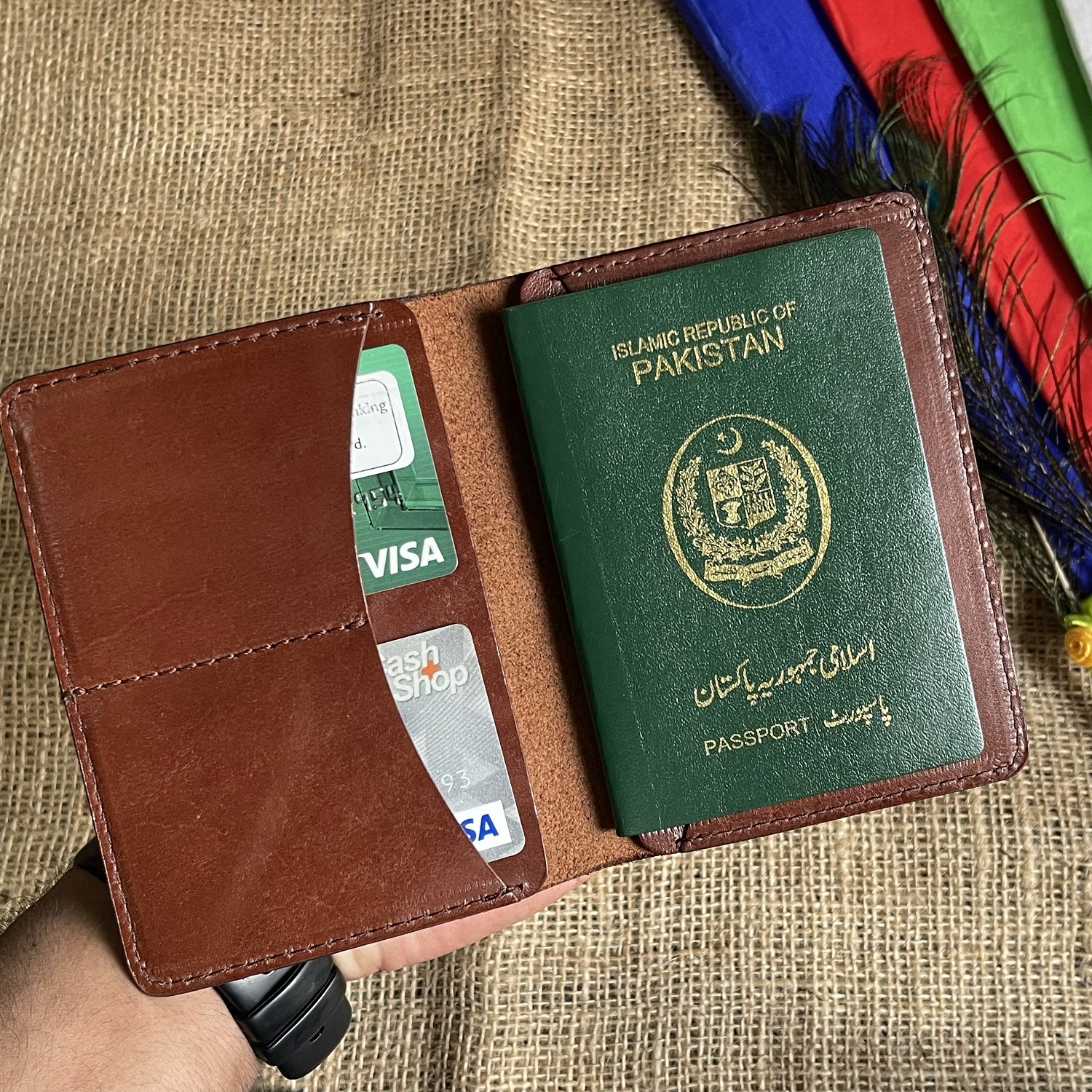 Genuine Leather Passport Cover Dark Brown