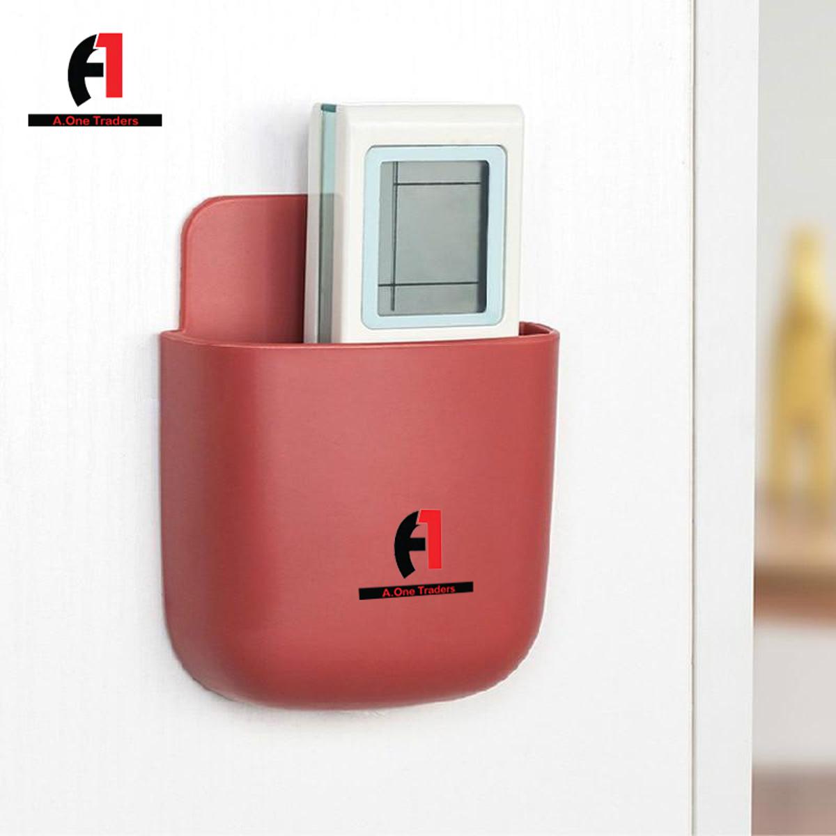 [NEW] TV Remote Control Storage Box Air Conditioner Storage Case Mobile Phone Plug Holder Stand Container Wall Mounted Organizer / remote control holder wall mounted Pink/Blue