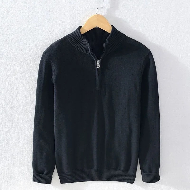 MEN'S QUARTER ZIPPER TURTLE NECK SWEATERS SOLID COLORS