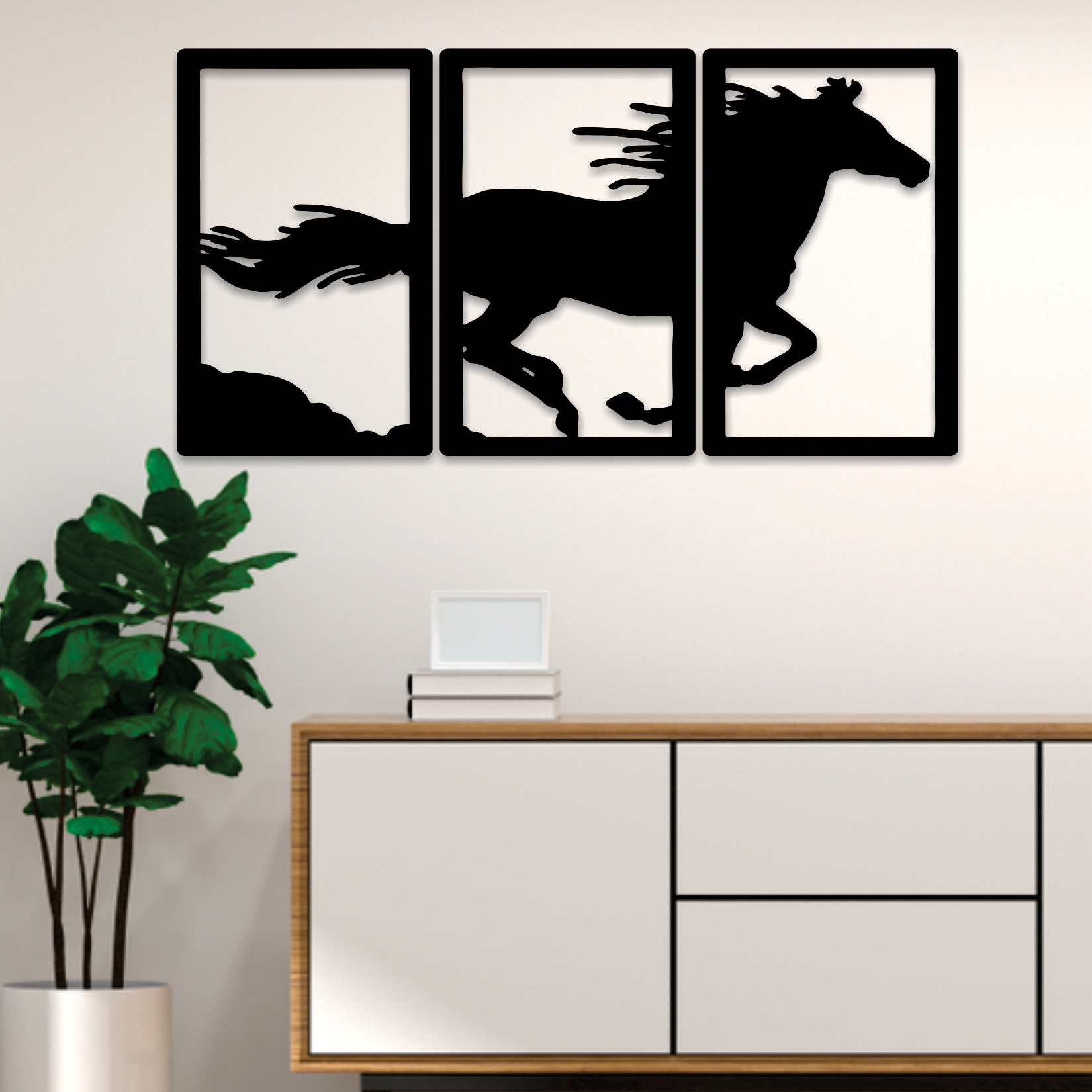 3 Piece Horse Wooden Wall DecorHorse Wood Art For Home Offices And