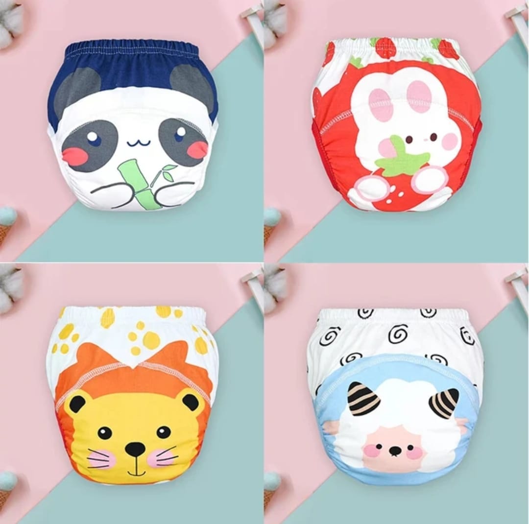 Reusable Cloth Diapers for Babies 6+ Months Cotton-Polyester Blend Cartoon Designs, Reusable & Washable, Adjustable Fasteners, 0-18kg - Zeri & Mori
