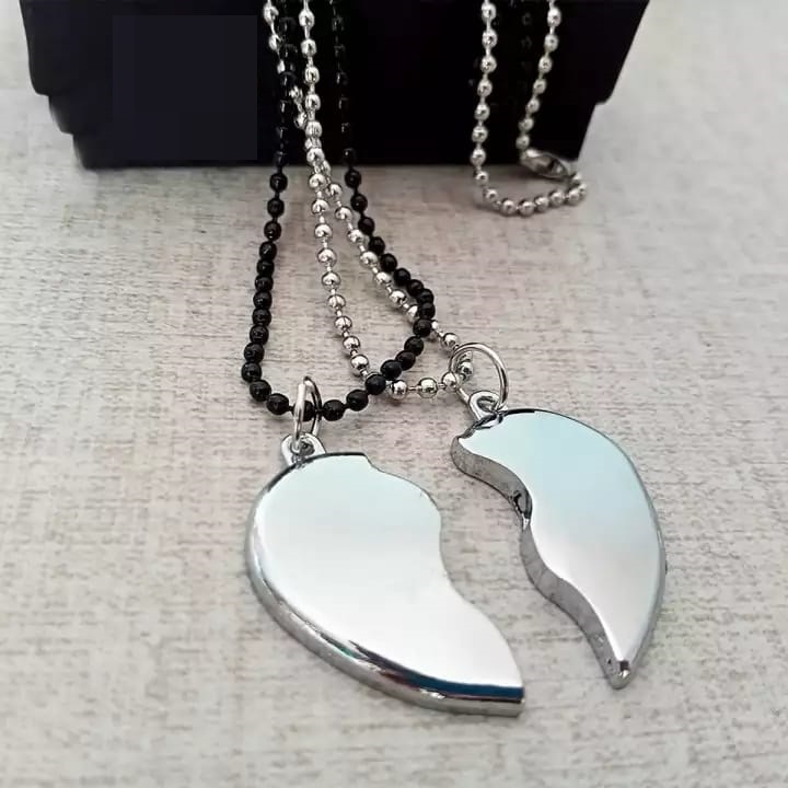 Silver Magnetic Broken Heart Necklace 