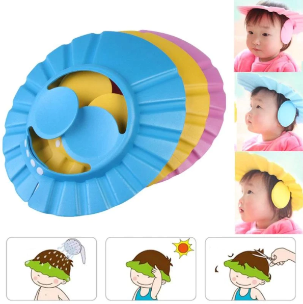 Baby Shower Cap Adjustable Hair Wash Hat For Kids Ear Protection Kids Shampoo Cap Durable Protect Eye Water-proof