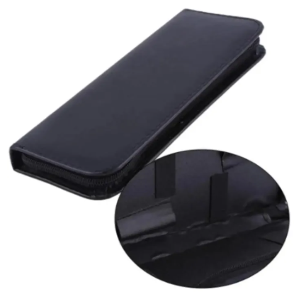 (Black), Professional PU Leather Scissors Bag Kit Set Zipper Portable 5 Pcs Storage Capacity Pouch Box / 5-Slot Hairdressing Tool Organizer – Black PU Leather Barber Case for Salon or Home Use
