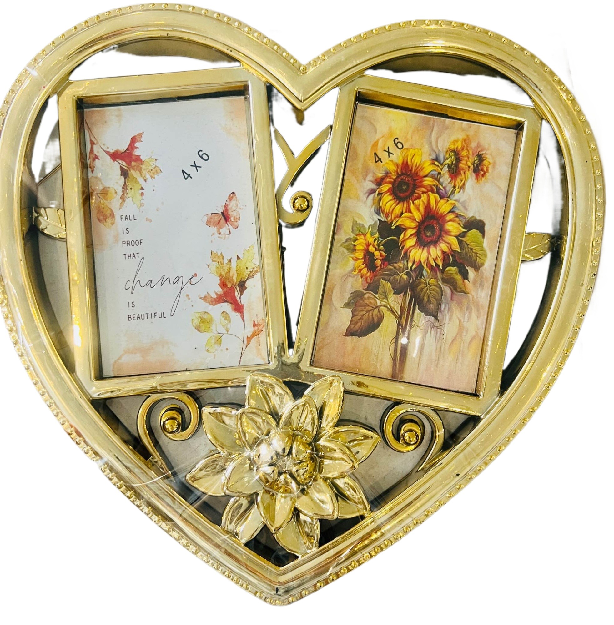 Pictures frame/gift/gold 2 Photoframe/large size/heart gold color frames/home decorations/beautiful gift