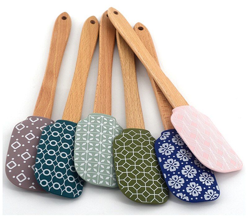 Geometric Silicone Spatula Cake Scraper Cream Mixing Spatula Kitchen Gadgets Heat-Resistant Utensils Cake Brush Kitchen Tools