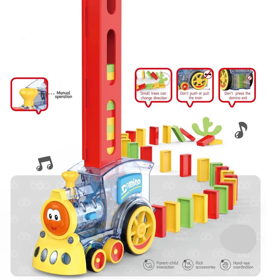 DOMINO TRAIN TOYS Domino Train with Building and Stacking Blocks Set