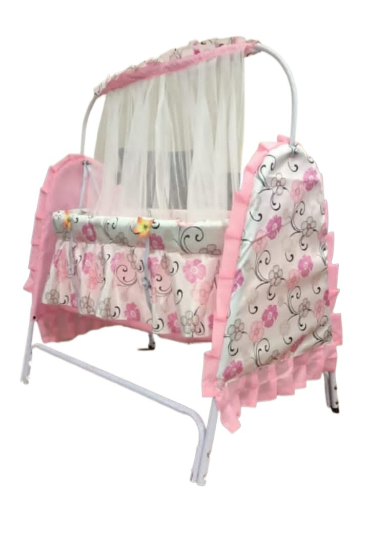 Big Baby Swing Cot & Cradle With Stand Support & Mosquito Net in Random Color