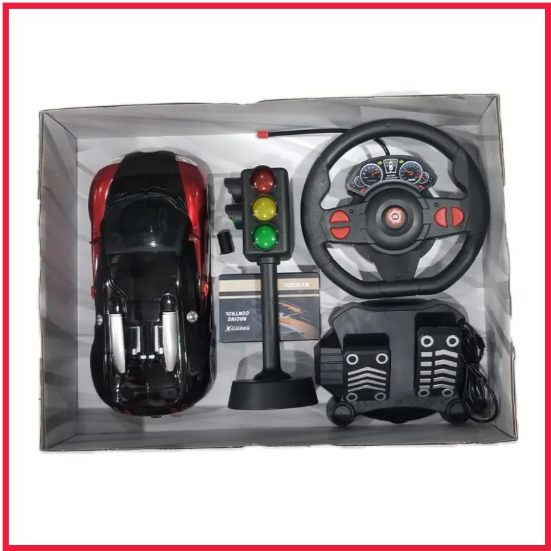 Racing Control SpeedX Car with Traffic Signal | Rechargeable Car Remote Control Car Full Gaming Car with Steering & Pedal Race Brake