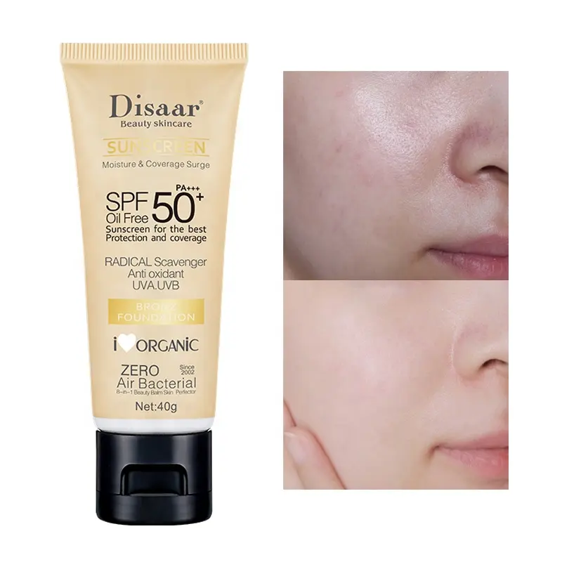 Disaar SPF 50 Natural Sun Protection Tinted Foundation Whitening Moisturizing Organic Sunscreen Sun Cream Sunblock For All Skin DS313-1