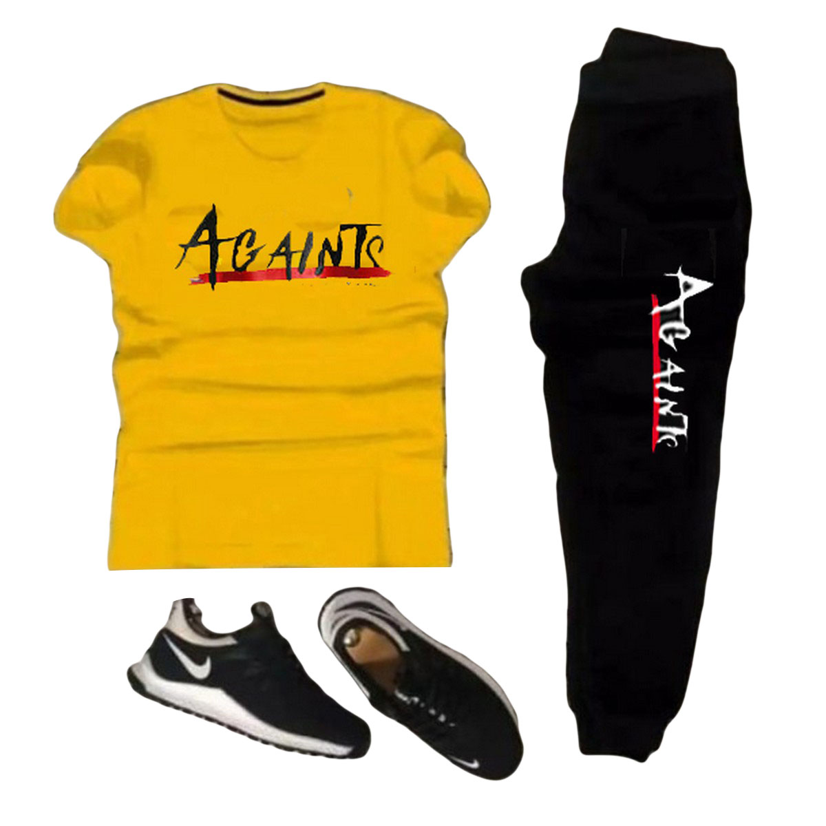 New Arrival AGAINTE printed Summer Tracksuit For Men and Women T-shirt and Trouser 2 piece