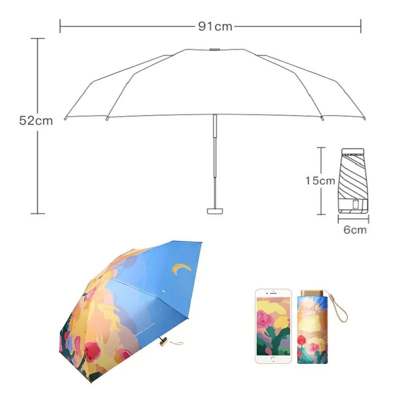 Mini pocket umbrella for rain, folding vinyl umbrella with UV ultraviolet protection, pocket sunshade, capsule - Lite Green
