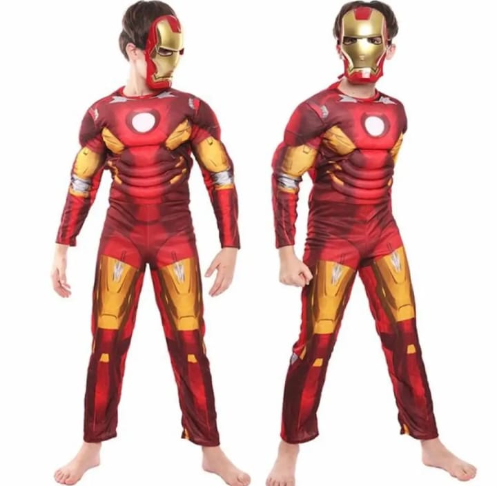 Ironman 3D MUSCLE COSTUME FOR KIDS WITH PLASTIC MASK 4 to 10 years