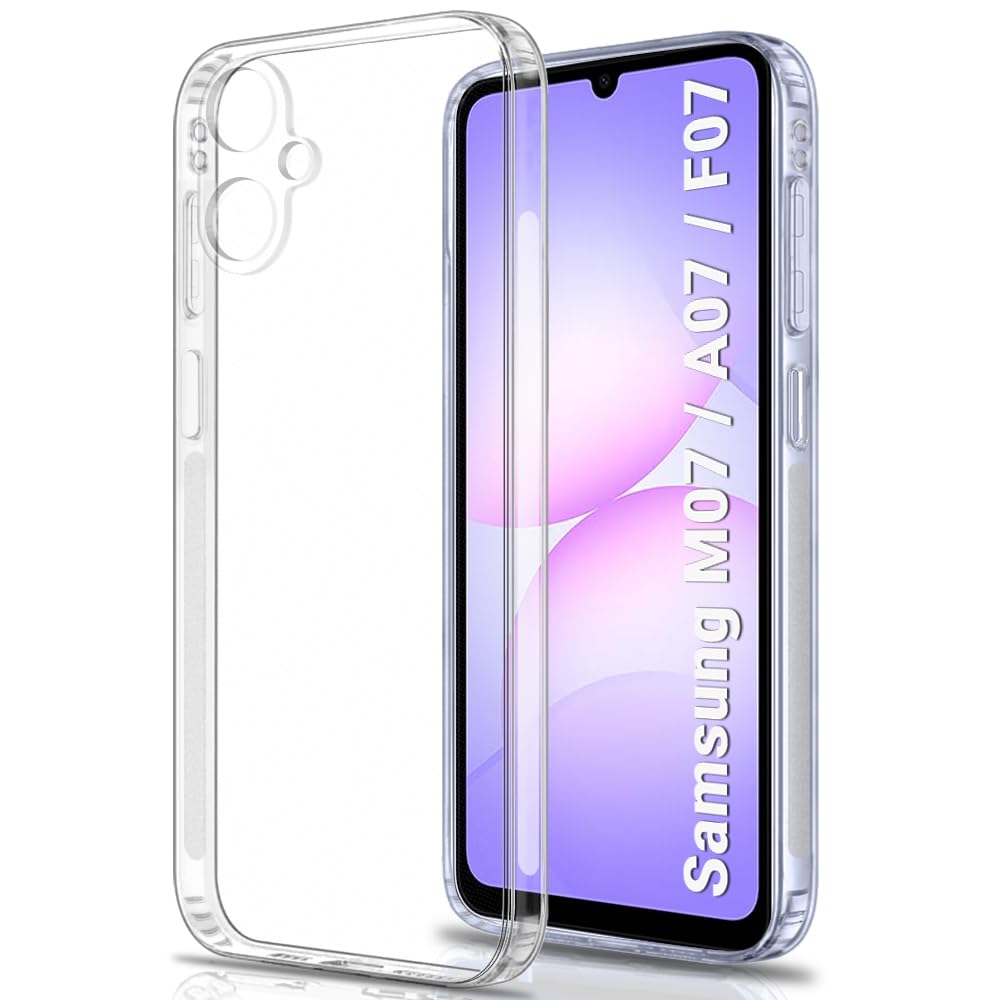 "Samsung Galaxy A07 Back Cover Transparent  - Crystal Clear, Corner Protection, Anti-Dust, Anti-Slip Grip, Soft & Non-Bumper Design"