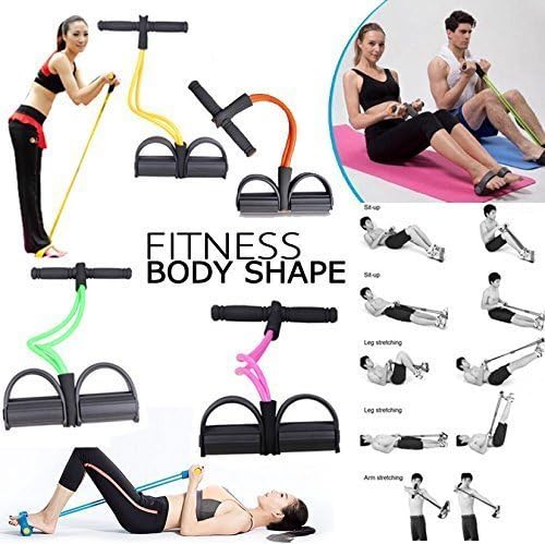 Fitness Four Latex Tubes Tummy Trimmer for Men & Women - Ab Exercise Equipement, Abdominal Workout for Home & Gym Use - Stomach, Abs, Belly Exercise