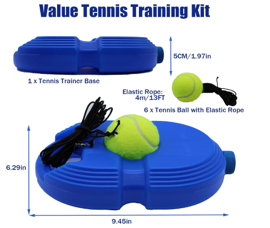 Solo Cricket & Tennis Rebound Trainer – Self Practice Ball with Elastic Cord & Base | Portable Training Equipment to Improve Swing, Coordination & Control