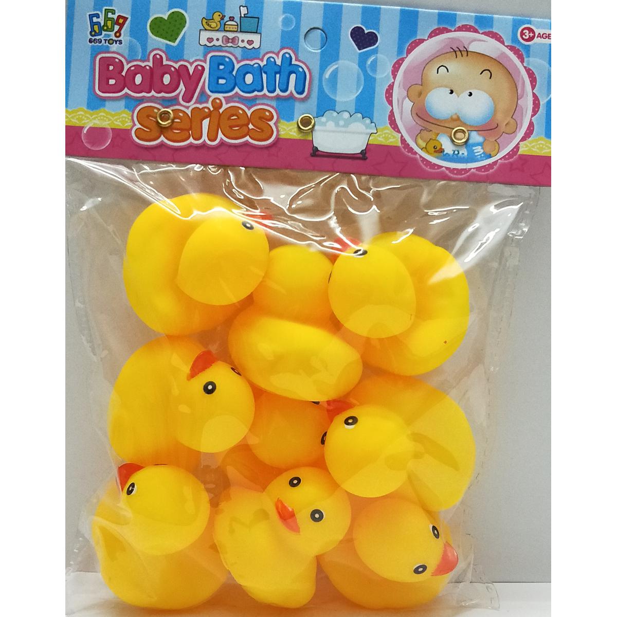 Pack of 9 Lovely Yellow Squishy Toys Floating Duck Soft Rubber Educational Swimming Water Toys Rubber Float Squeeze Sound Squeaky Bathing Toy For Baby Boy and Girl
