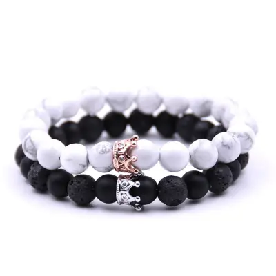 Mens beaded hot sale crown bracelets