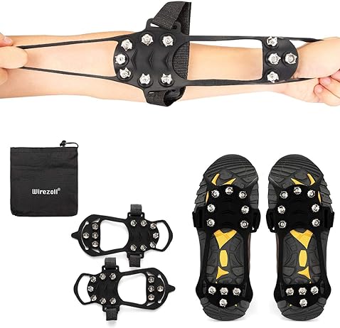 Wirezoll Ice Cleats, Crampons for Hiking Boots and Snow Shoes