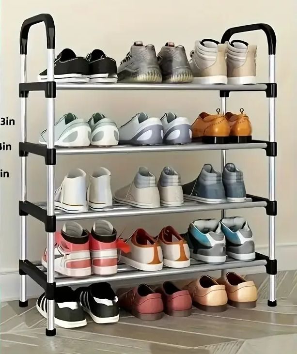 Shoe Rack Organizer - Stainless Steel Shoe Rack - Fashion Shoe Rack - Shoe Storage 5 Tiers Heavyweight Shoe Stand Rack Accessories Rack for Home and Office Durable Non Breakable Shoe Organizer Stainless Steel Layer Shoe Rack Easy Assembly