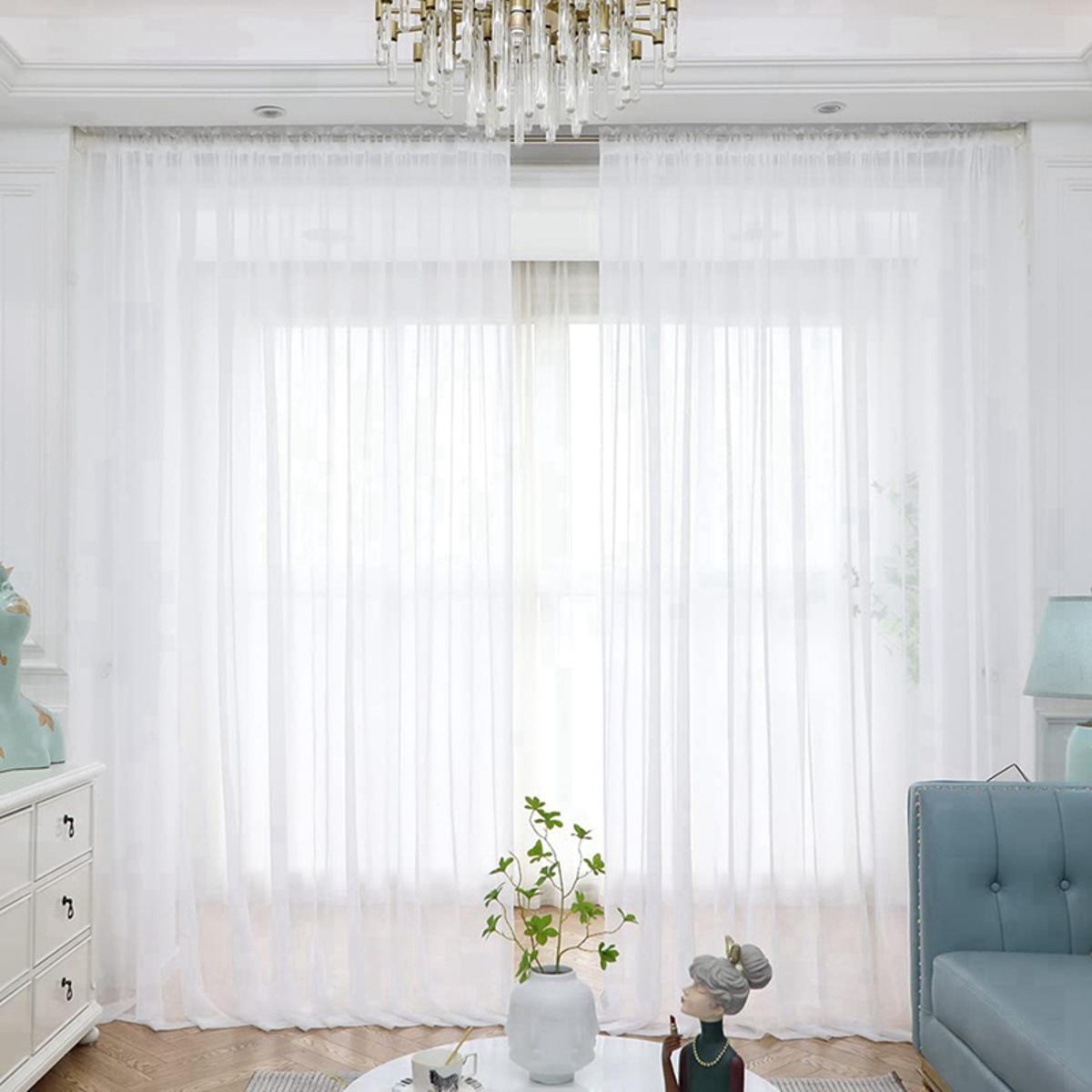 Window White Sheer Curtains 84 Inches Long 4 Panels Sheer White Curtains  Clear Curtains Basic Rod Pocket Panel: Buy Online at Best Prices in  Pakistan | Daraz.pk