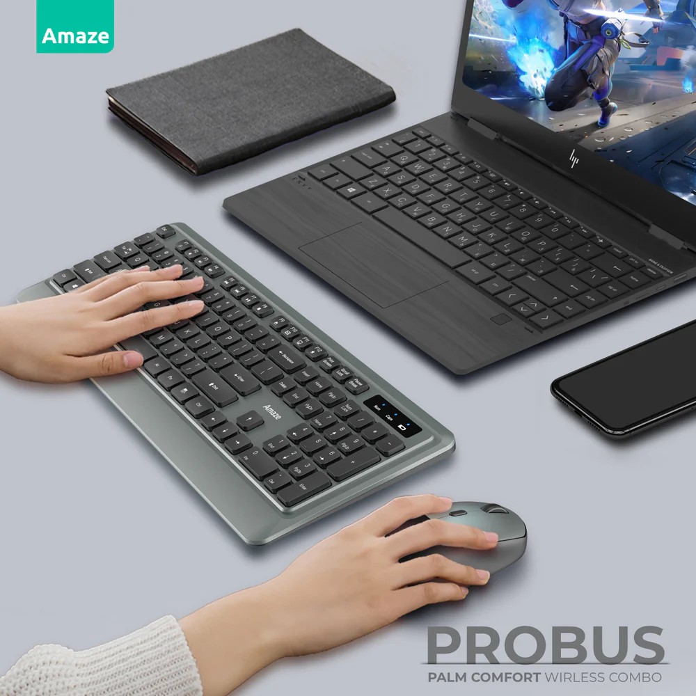 Amaze A745 Probus Comfort Silent Wireless Keyboard & Mouse Combo with Palm Rest Ergonomic Design for Home and Office 12 44c03c3d94b94b0b5123b210ea335fc3
