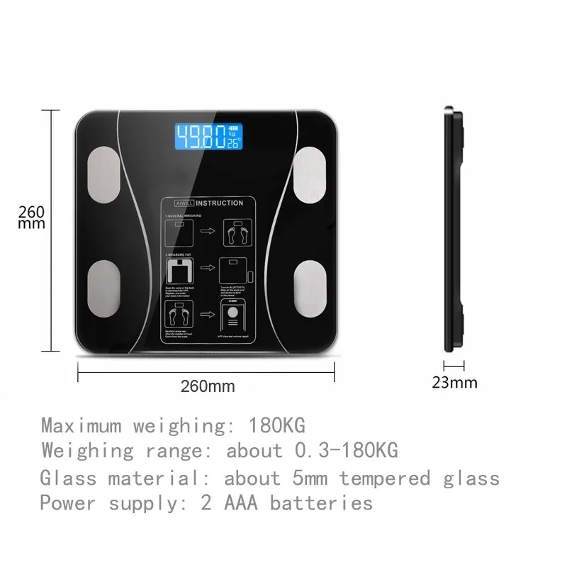 Weight Scale Multi-Functional Human Electronic Scale Home Professional Fat Measurement 180Kg Max Capacity